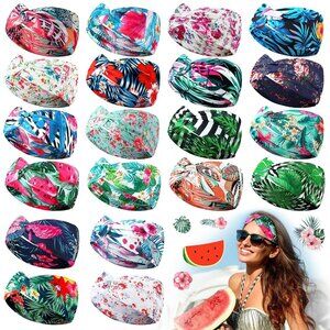 20 Pcs Boho Headbands Women Floral Vintage Wide Stretchy Hair Wraps